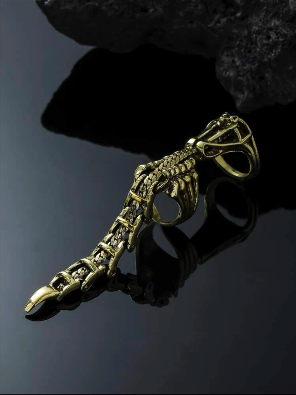 Men's Gothic Articulated Armor Full Finger Ring Antique Bronze Scorpion Claw 🦂